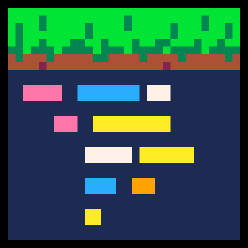 The Scriptlands app icon: a strip of grass over dark ground whose layers are lines of coloured code.